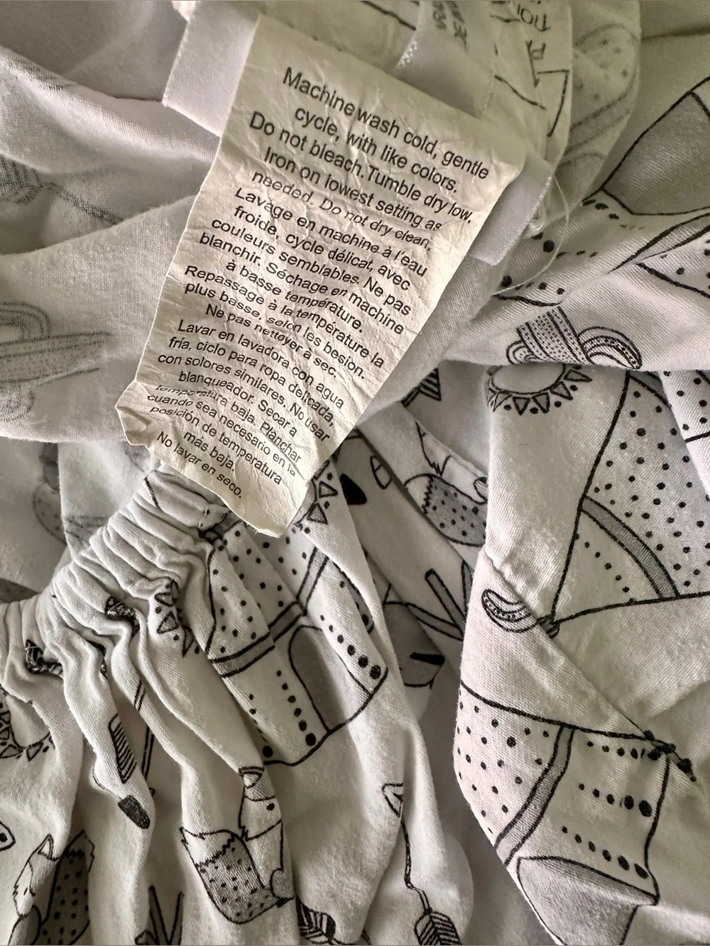 Set of 3 Infant Crib Sheets, Tribal/Woodland Theme (2 White, 1 Gray)